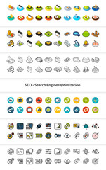 Set of icons in different style - isometric flat and otline, colored and black versions