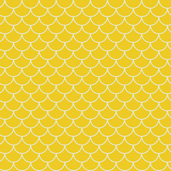 Little mermaid seamless pattern. Fish skin texture. Tillable background for girl fabric, textile design, wrapping paper, swimwear or wallpaper. Yellow little mermaid background with fish scale.