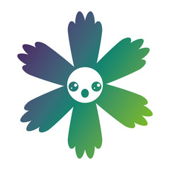 cute  flower kawaii cartoon vector illustration gradient color design