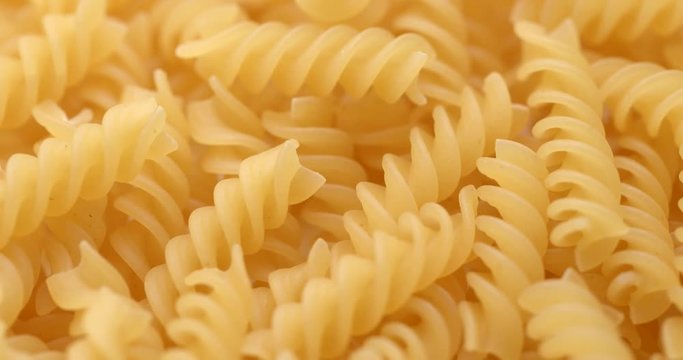 Dry fusilli pasta in rotation