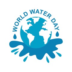 world water day. sticker. poster. vector editable. minimalist