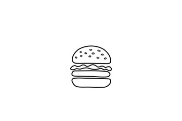 Drawing of a single patty hamburger, vector illustration.