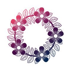 floral wreath flowers and leaves foliage decoration vector illustration degrade color design
