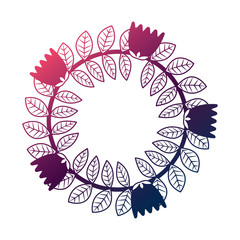 floral wreath flowers and leaves foliage decoration vector illustration degrade color design