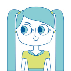 happy cute teen girl daughter cartoon vector illustration green image