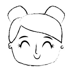 beautiful young teenager happy face girl smiling vector illustration sketch image