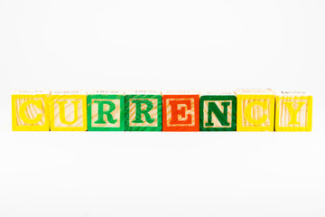 Currency in Alphabet Block Letters