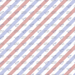 Blue red envelope pattern with airplane. Classic, cute, and flexible pattern for brand who has fun style. The art vector graphic can be repeated.