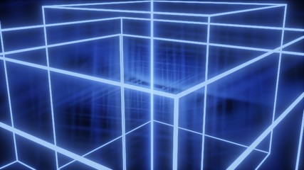 Glowing Blue Computer Matrix 