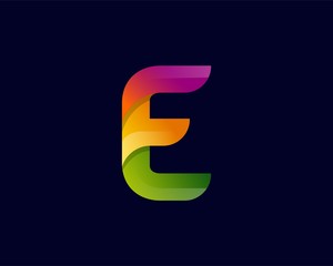 Abstract colorful  letter E  logo icon.  for corporate identity design isolated on dark background