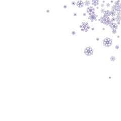 Fototapeta premium Xmas sales with ultraviolet snowflakes. Winter frame for gift coupons, vouchers, ads, party events. Christmas trendy background. Holiday banner for xmas sales. New Year snowy backdrop