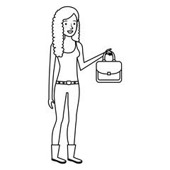beautiful woman with elegant handbag vector illustration design