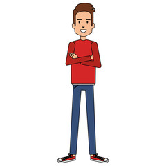 man with crossed hands avatar character vector illustration design