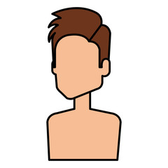 young man shirtless avatar character vector illustration design