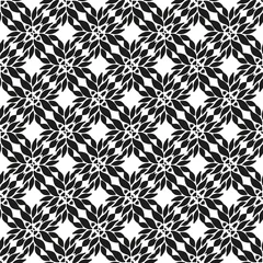 Gordijnen Ornamental seamless floral ethnic black and white pattern © ANNA