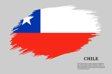 Grunge styled flag Chile. Brush stroke background
