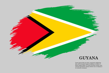 Grunge styled flag Guyana. Brush stroke background