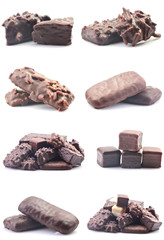 Chocolate candies on a white background