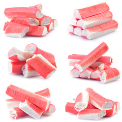 Crab sticks on a white background