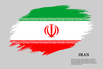 Grunge styled flag Iran. Brush stroke background