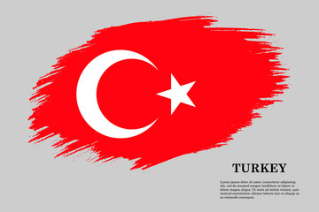 Turkey Grunge styled flag. Brush stroke background