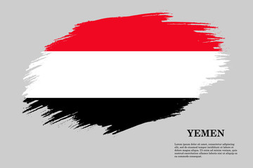 Yemen Grunge styled flag. Brush stroke background