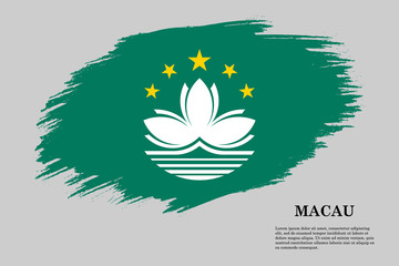 Macau Grunge styled flag. Brush stroke background