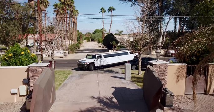 Wedding limousine entrance 4k Drone