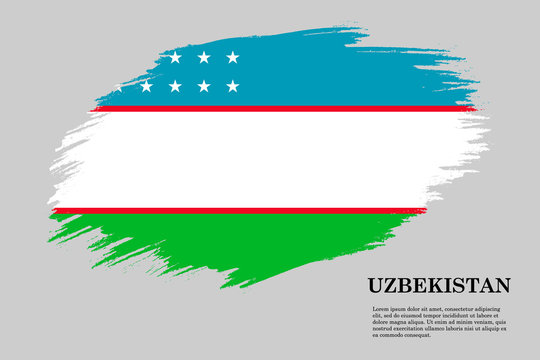 Uzbekistan Grunge styled flag. Brush stroke background