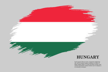 hungary Grunge styled flag. Brush stroke background