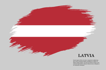 Latvia Grunge styled flag. Brush stroke background