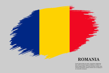 Fototapeta premium romania Grunge styled flag. Brush stroke background