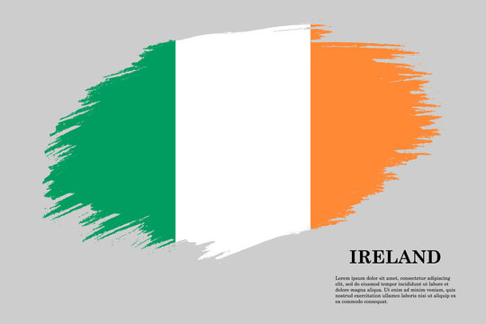 Ireland Grunge styled flag. Brush stroke background