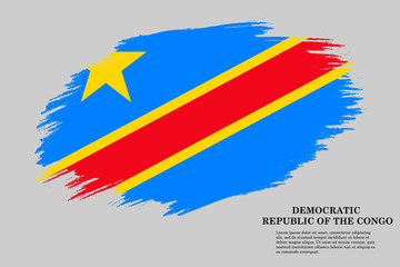 DR Congo Grunge styled flag. Brush stroke background
