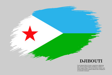 Djibouti Grunge styled flag. Brush stroke background