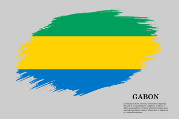 Gabon Grunge styled flag. Brush stroke background