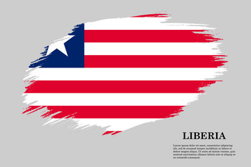 Liberia Grunge styled flag. Brush stroke background