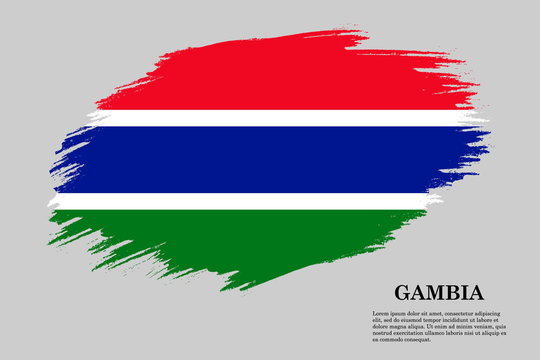 Gambia Grunge styled flag. Brush stroke background