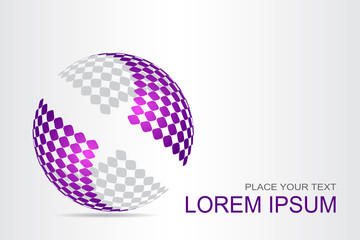 Logo stylized spherical surface with abstract shapes