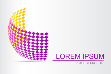 Logo stylized spherical surface with abstract shapes