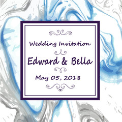 Marble wedding invitation. Hand painted marbling texture abstract background.