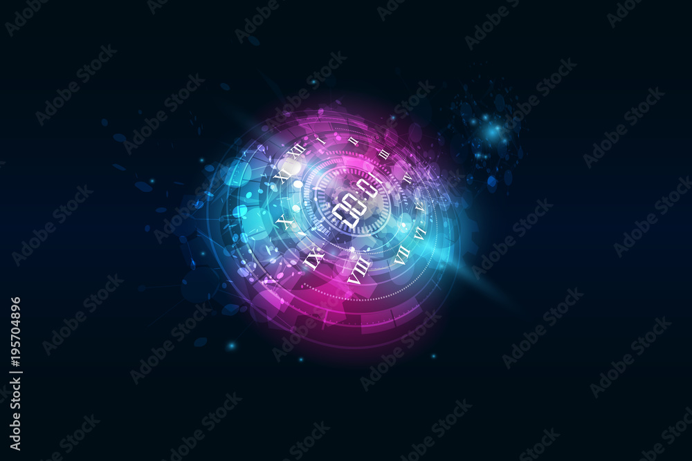 Poster abstract futuristic technology background with digital number timer concept and countdown, vector tr