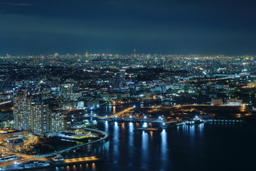 Obraz premium 横浜港都市夜景