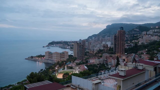 Evening to night timelapse of Monaco