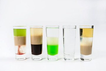 Alcohol shot cocktail  white background