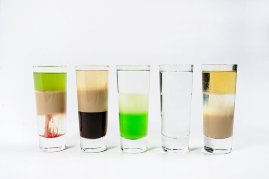 Alcohol shot cocktail  white background