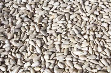 Peeled sunflower seeds, food, background and texture