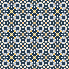 Retro geometric pattern in repeat. Fabric print. Seamless background, mosaic ornament, vintage style.