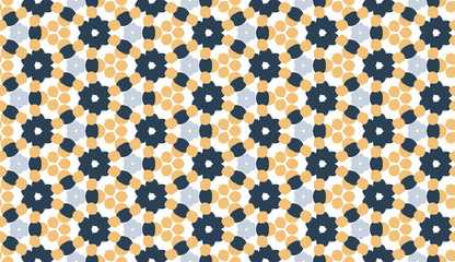 Retro geometric pattern in repeat. Fabric print. Seamless background, mosaic ornament, vintage style.