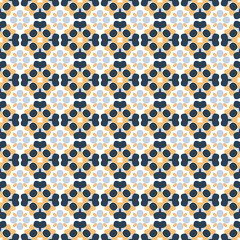 Retro geometric pattern in repeat. Fabric print. Seamless background, mosaic ornament, vintage style.